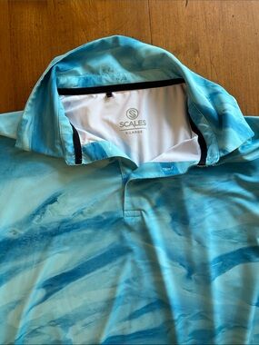 Scales Men's Blue Marble Performance Polo